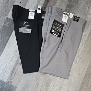 Haggar Men’s Dress Pants — Black and Light Gray Pair